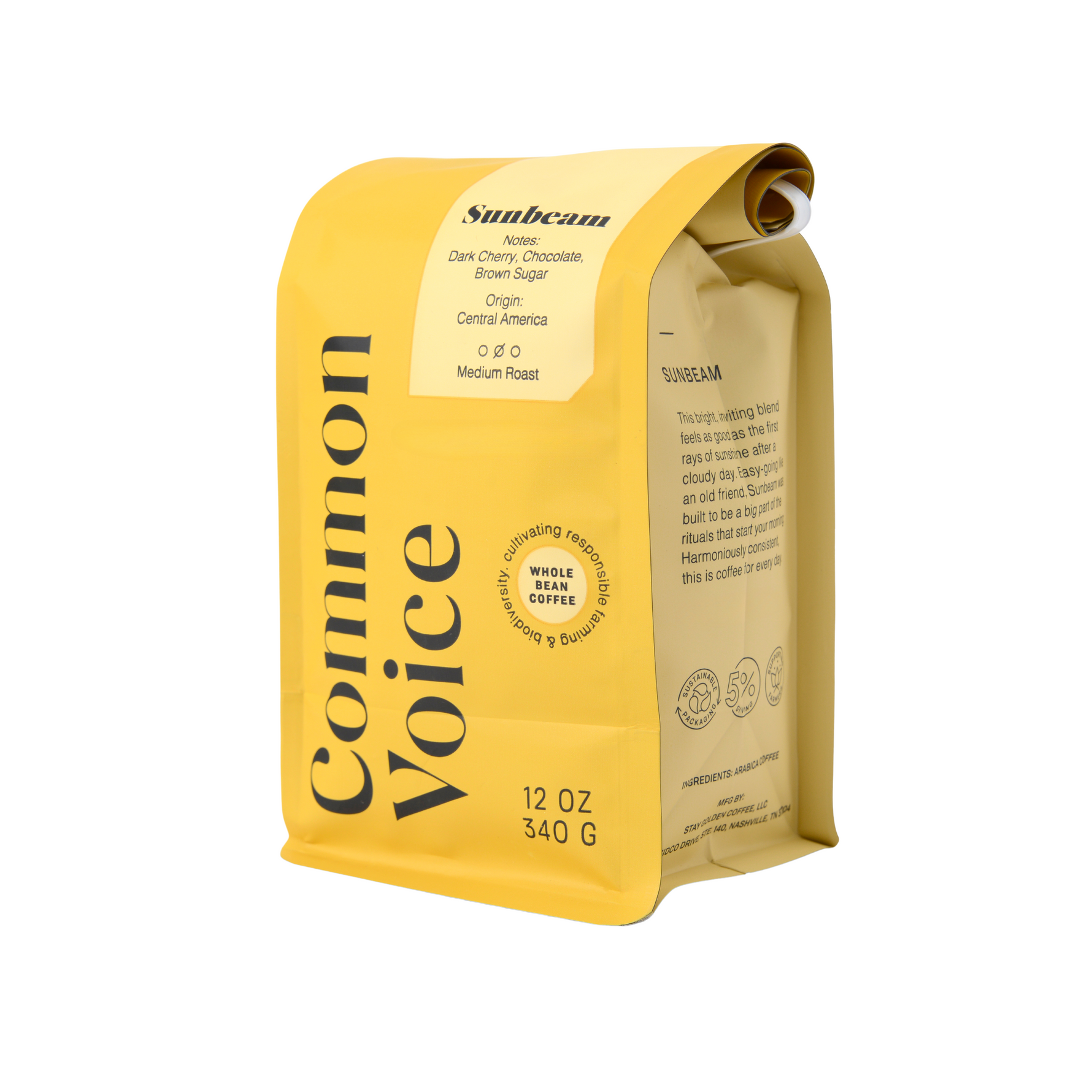 Sunbeam coffee bag - side of bag